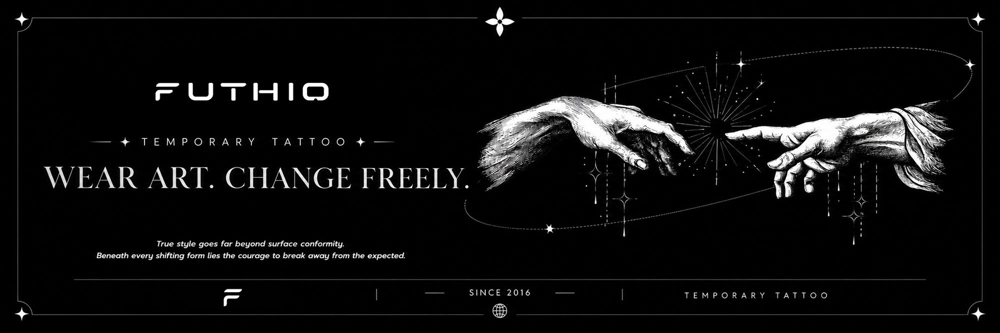 FUTHIO temporary tattoo design banner for body art and self expression
