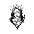 Rebel Saint Girl Temporary Tattoo – Gothic Punk Portrait Body Art