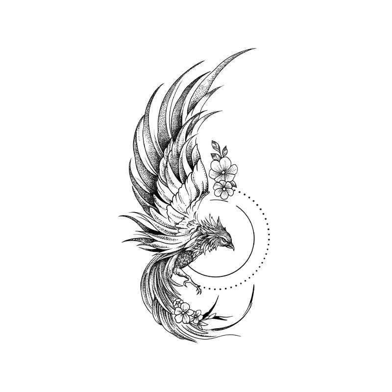 Phoenix Temporary Tattoo – Elegant Floral Bird Body Art for Shoulder & Back
