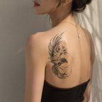 Phoenix Temporary Tattoo – Elegant Floral Bird Body Art for Shoulder & Back