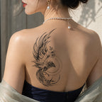 Phoenix Temporary Tattoo – Elegant Floral Bird Body Art for Shoulder & Back