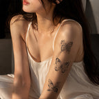 Floral Butterfly Temporary Tattoo Set – Cute Fine Line Body Art for Wrist & Ankle