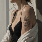 Lion Couple Temporary Tattoo – Fine Line Animal Tattoo for Forearm & Upper Arm