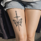 Close-up of Gothic Sword and Butterfly Temporary Tattoo Stickers