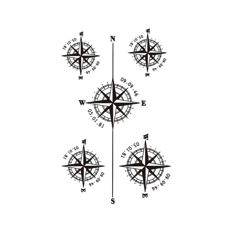 Compass Temporary Tattoo Stickers Set with Navigation Design