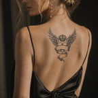 Close-up of Crown Heart and Angel Wings Temporary Tattoo Stickers
