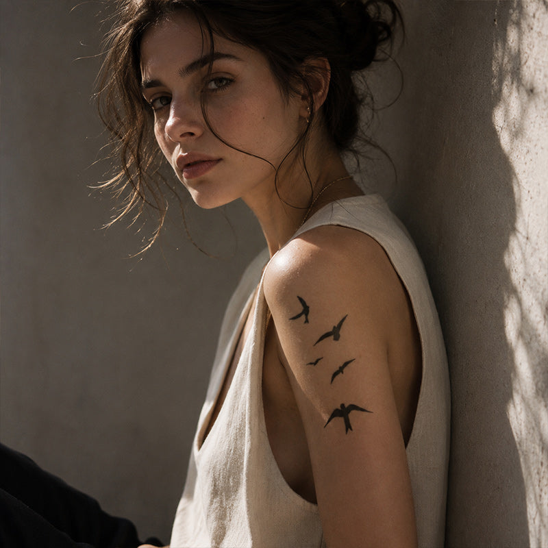Flying Swallow Temporary Tattoo Stickers for Collarbone and Shoulder