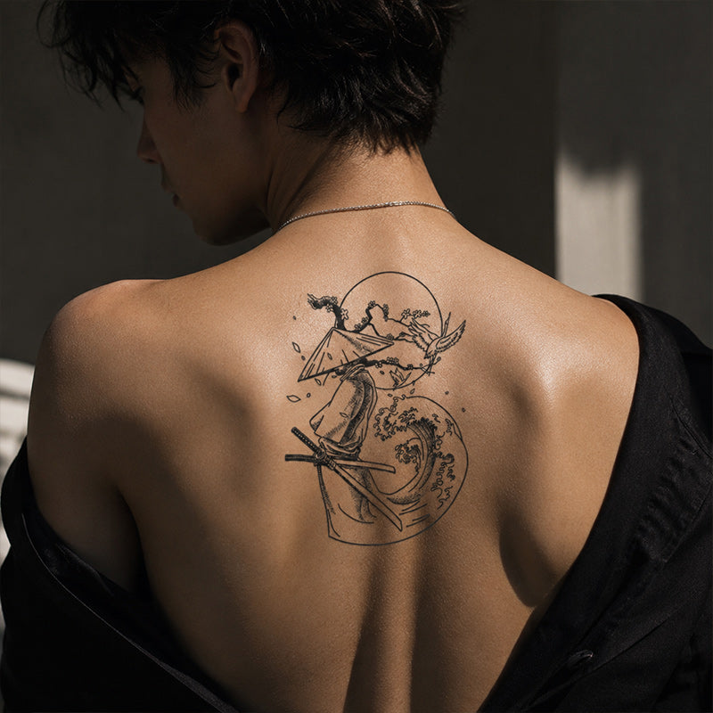 Ronin Samurai Temporary Tattoo Stickers for Arm and Thigh