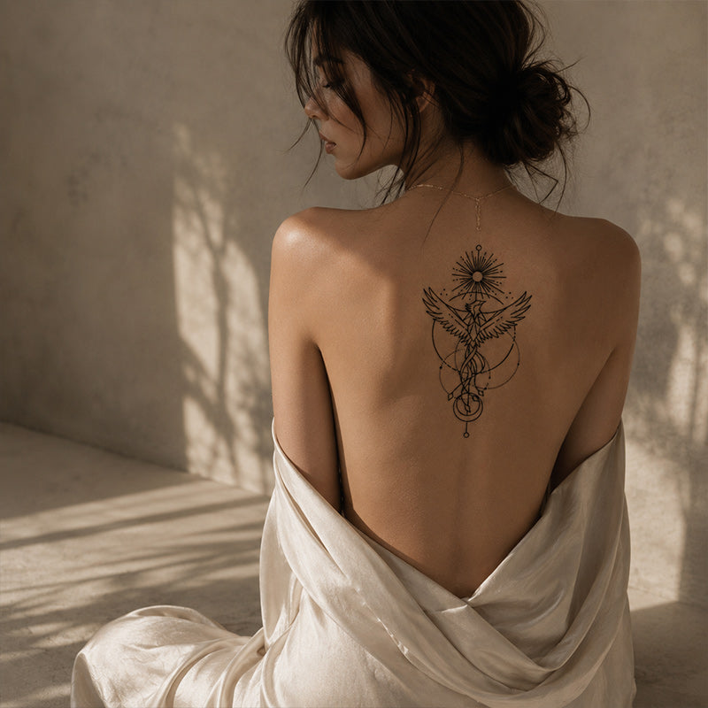 Phoenix Sun Temporary Tattoo Stickers for Chest and Back