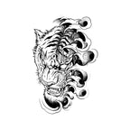 Japanese Tiger Temporary Tattoo Stickers with Cloud Design
