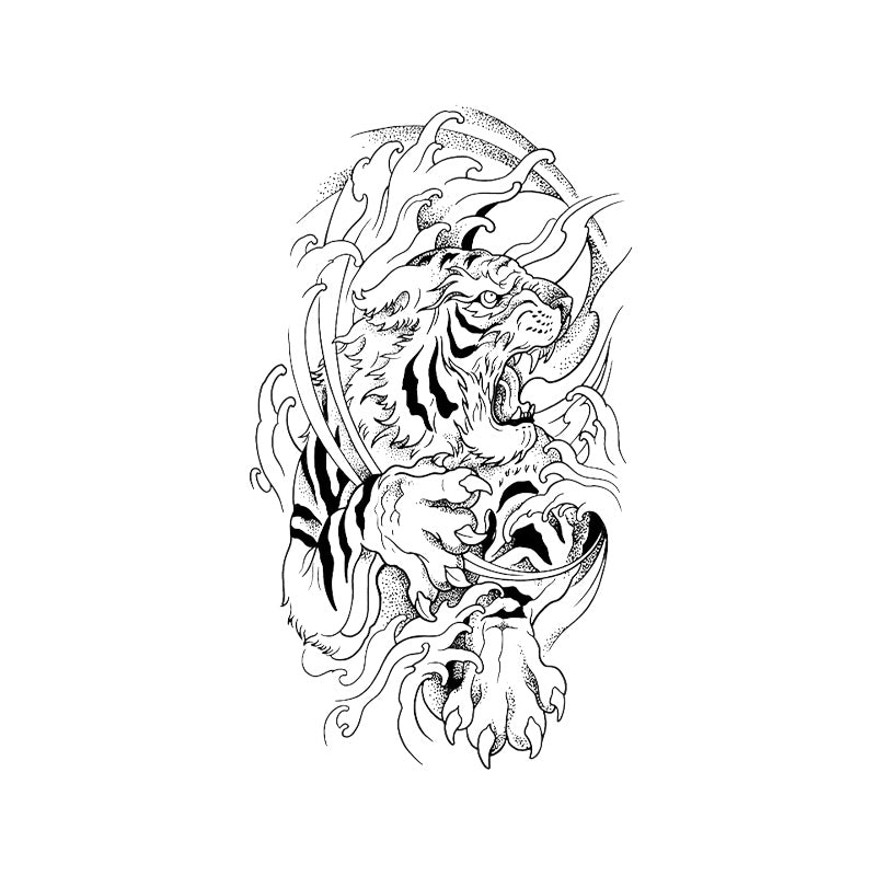 Claw Tiger Temporary Tattoo Stickers with Japanese Wild Tiger Design