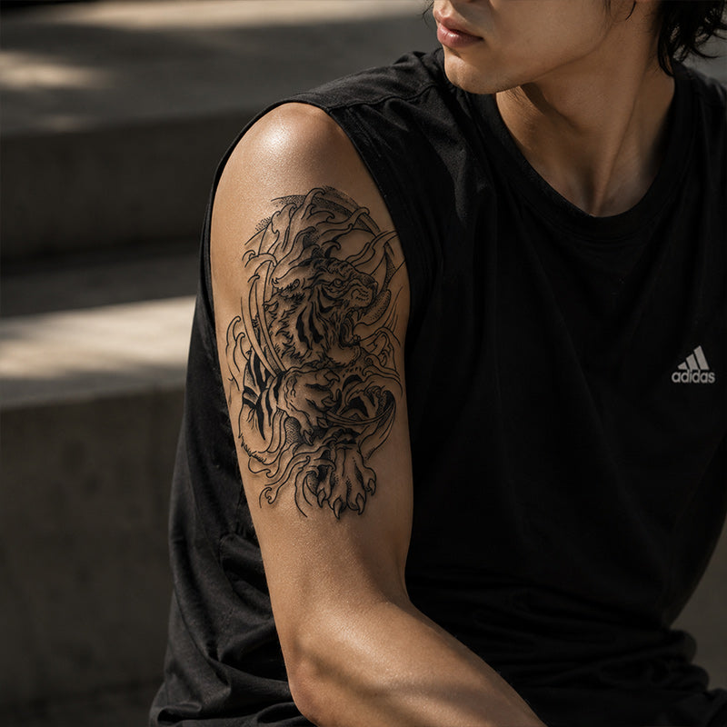 Close-up of Roaring Tiger Claw Temporary Tattoo Stickers