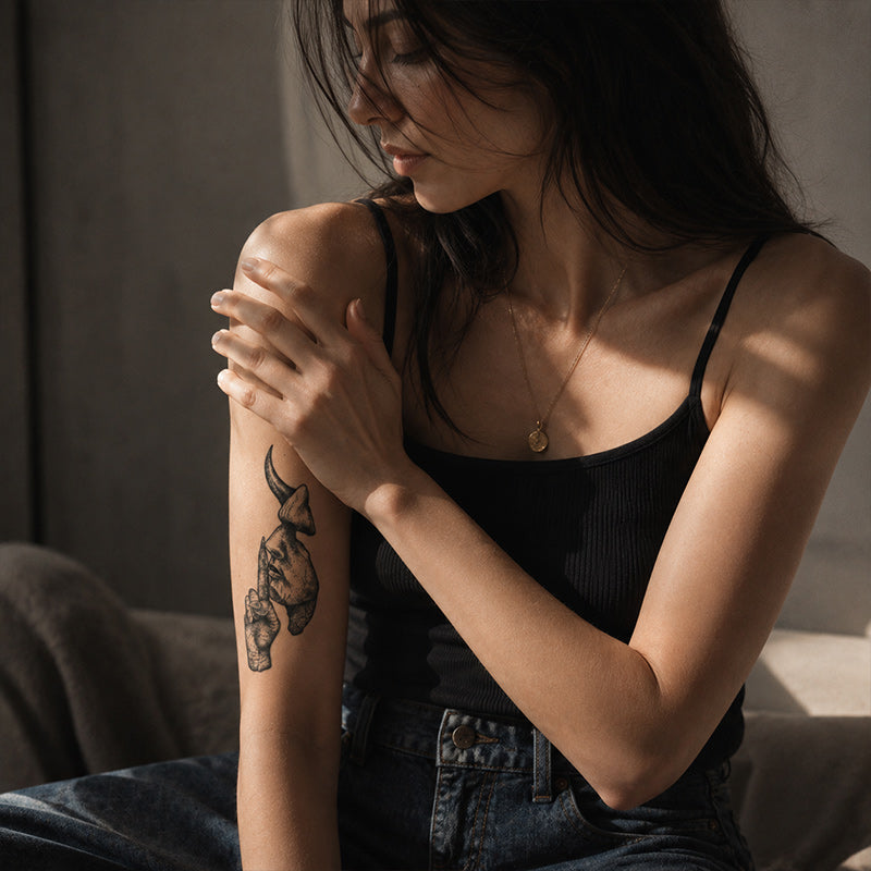 Silent Moon Hand Temporary Tattoo Stickers for Arm, Thigh and Shoulder