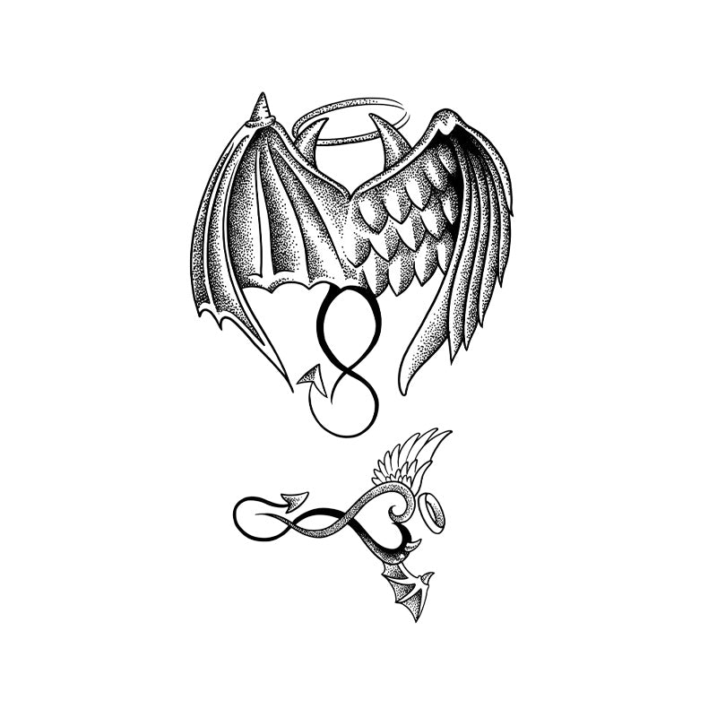 Angel Demon Wings Temporary Tattoo Stickers with Infinity Design