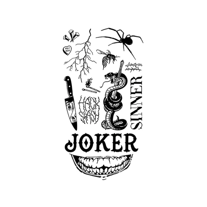 Sinner Flash Temporary Tattoo Stickers with Gothic Snake Dagger Design