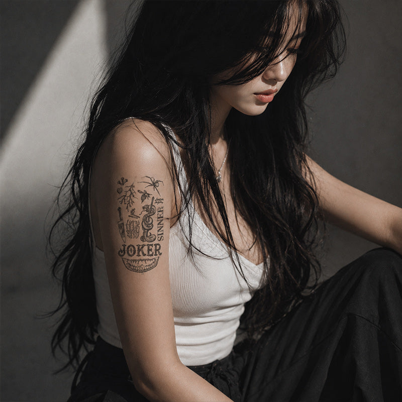 Sinner Flash Temporary Tattoo Stickers for Arm, Hand and Neck
