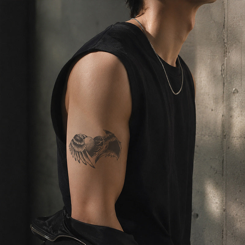 Close-up of Light and Dark Wings Temporary Tattoo Stickers