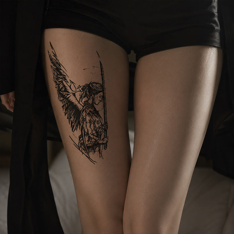Close-up of Angel Samurai Temporary Tattoo Stickers