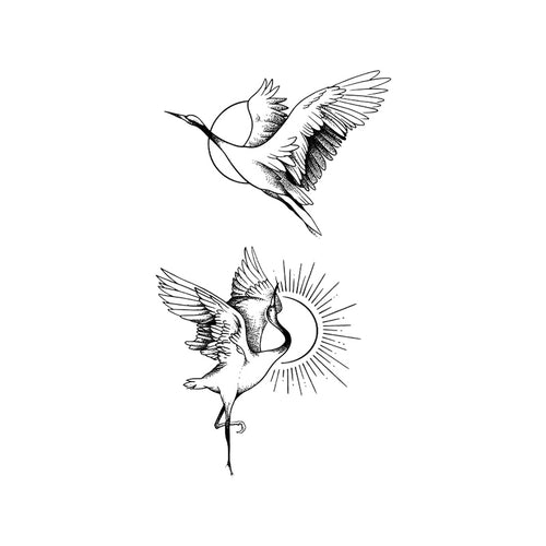 Flying Crane Temporary Tattoo Stickers with Elegant Bird Design