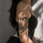 Close-up of Double Crane and Wave Temporary Tattoo Stickers