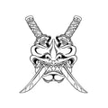 Hannya Katana Temporary Tattoo Stickers with Japanese Demon Mask Design