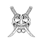 Hannya Katana Temporary Tattoo Stickers with Japanese Demon Mask Design