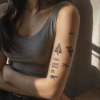 Close-up of Punk Weapon and Letter Temporary Tattoo Stickers