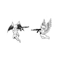 Angel Demon Cupid Temporary Tattoo Stickers Set with Dark Love Design