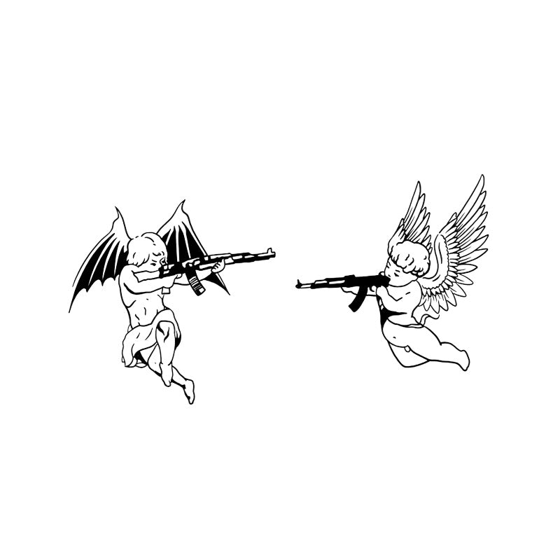 Angel Demon Cupid Temporary Tattoo Stickers Set with Dark Love Design