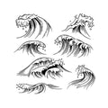 Ocean Wave Temporary Tattoo Stickers Set with Minimal Sea Design