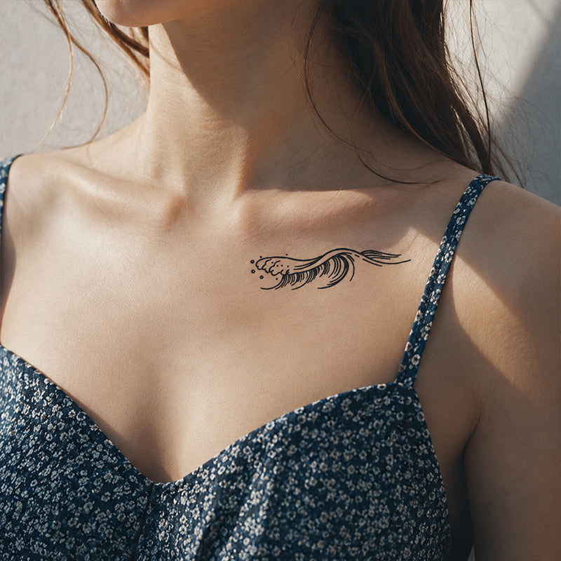 Close-up of Japanese Wave Temporary Tattoo Stickers