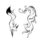 Spirit Fox Temporary Tattoo Stickers Set with Flame and Wind Design