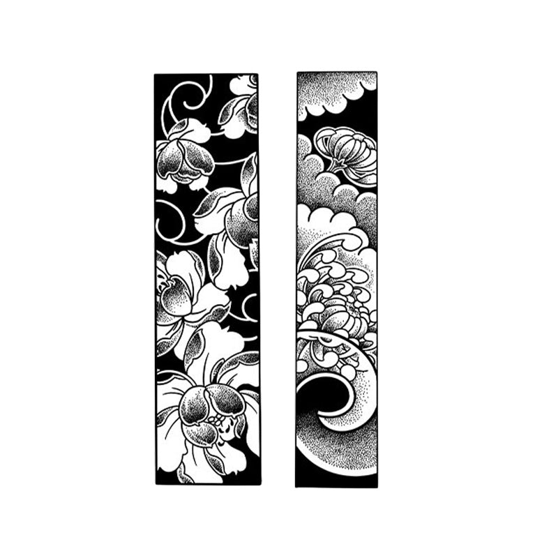 Japanese Floral Band Temporary Tattoo Stickers with Wave Flower Design