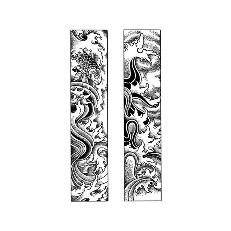 Japanese Koi Wave Band Temporary Tattoo Stickers with Ocean Design