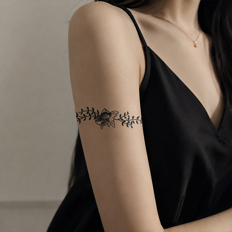 Close-up of Sakura Koi Hannya Temporary Tattoo Stickers