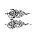 Snake Sword Temporary Tattoo Stickers Set with Gothic Weapon Design