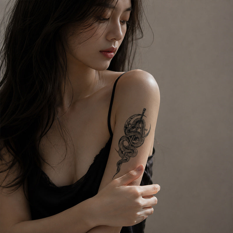 Close-up of Serpent Dagger Temporary Tattoo Stickers