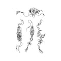 Japanese Amulet Temporary Tattoo Stickers Set with Floral Charm Design