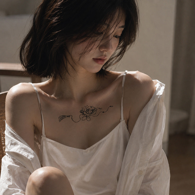 Close-up of Omamori Floral Charm Temporary Tattoo Stickers