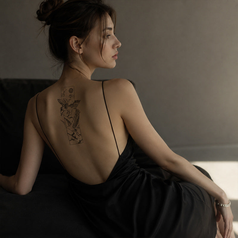 Japanese Crane Temporary Tattoo Stickers for Arm and Back