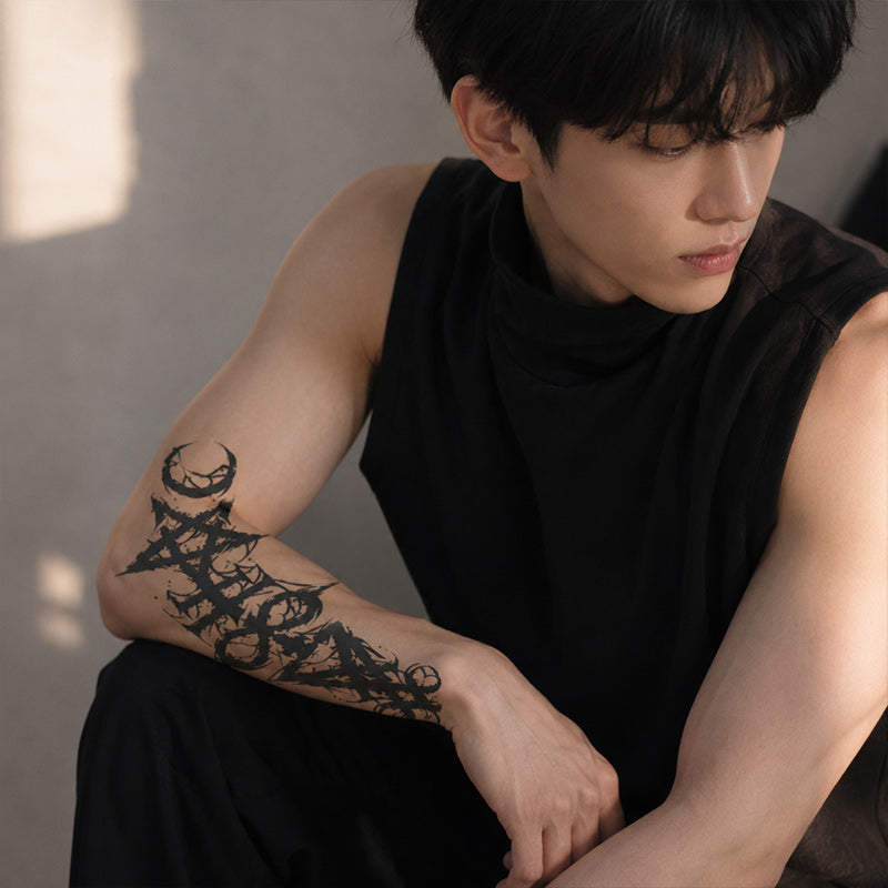 Close-up of Gothic Rune Temporary Tattoo Stickers