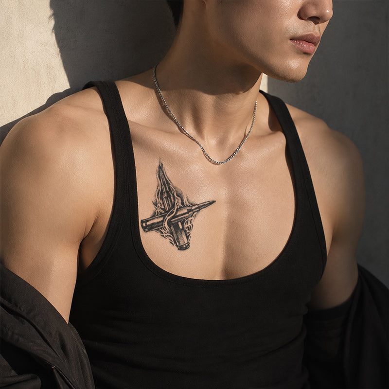 Close-up of Gothic Bullet Temporary Tattoo Stickers