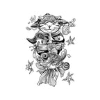 Samurai Lucky Cat Temporary Tattoo Stickers with Japanese Koi Design
