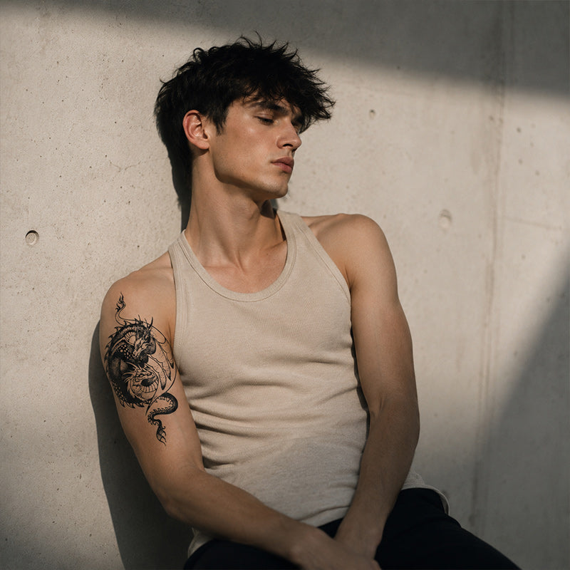 Yin Yang Dragon Temporary Tattoo Stickers for Arm and Back