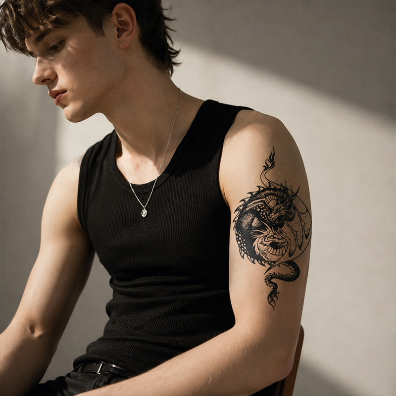 Close-up of Double Dragon Temporary Tattoo Stickers