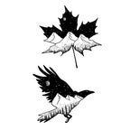 Maple Mountain Temporary Tattoo Stickers Set with Night Sky Design