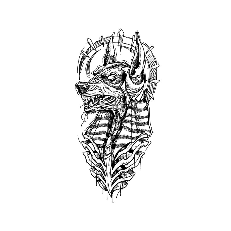 Anubis Guardian Temporary Tattoo Stickers with Egyptian Mythology Design