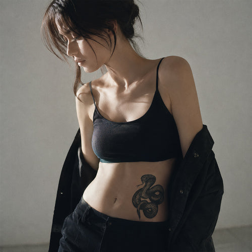 Close-up of Coiled Snake Temporary Tattoo Stickers