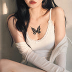 Close-up of Fine Line Butterfly and Feather Temporary Tattoo Stickers