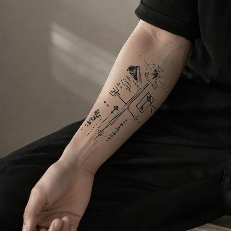 Close-up of Pyramid Key Temporary Tattoo Stickers